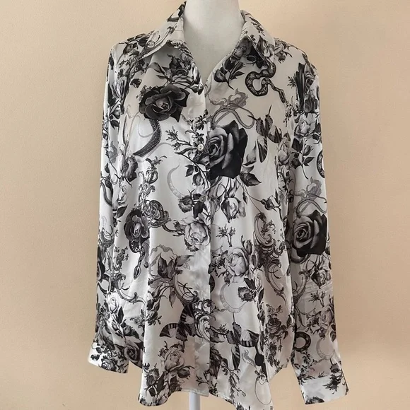 L'AGENCE Tyler Floral Print Woven Silk Shirt - Picture 5 of 12